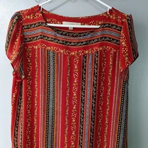 Red and Black Flowered Top